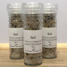 Load image into Gallery viewer, Fleur d’Olive Sea Salt with Truffles and Black Pepper
