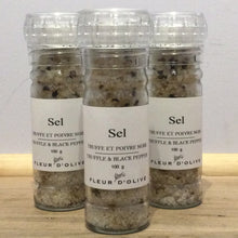Load image into Gallery viewer, Fleur d’Olive Sea Salt with Truffles and Black Pepper
