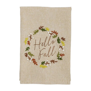 Hello Fall French Knot Towel